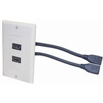 Dual HDMI Pigtail Designer Style Wallplate, White