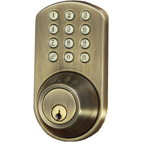 MORNING INDUSTRY INC HF-01AQ Touchpad Electronic Dead Bolt (Antique Brass)