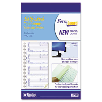 Self-Stick Telephone Message Book, 6 x 2 3/4, Two-Part Carbonless, 400 Sets