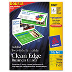 Folded Two-Sided Clean Edge Business Cards, Inkjet, 2 x 3-1/2, White, 120/Box