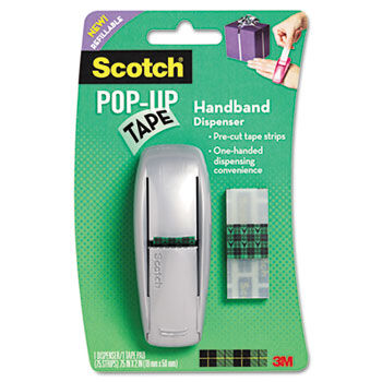 Pop-up Tape Handband Dispenser, 1 Tape Pad, 75 Tape Strips, 3/4"" x 2"" Tape Strip