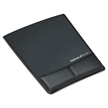 Memory Foam Wrist Rest w/Attached Mouse Pad, Black