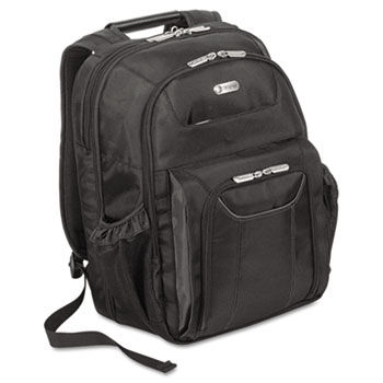 Zip-Thru Air Traveler Backpack, Fits 16"" Widescreen Laptop, Polyester, Black