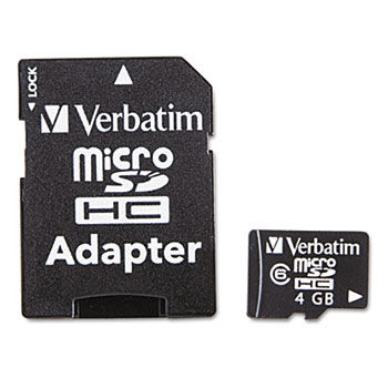 microSDHC Card w/Adapter, Class 4, GB