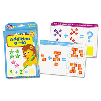 Wipe-Off Activity Cards, Addition 1-10, 32/Pack