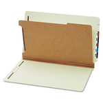 Pressboard End Tab Classification Folders, Four Sections, Legal, Green, 10/Box