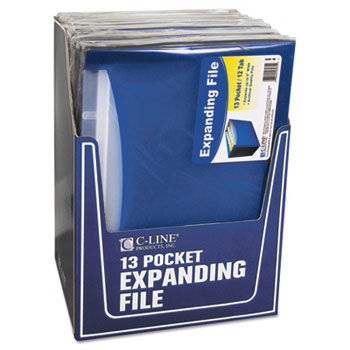 13-Pocket Expanding File, Nine Inch Expansion, Letter, Blue