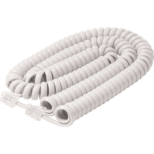 25' White Coiled Handset Cord