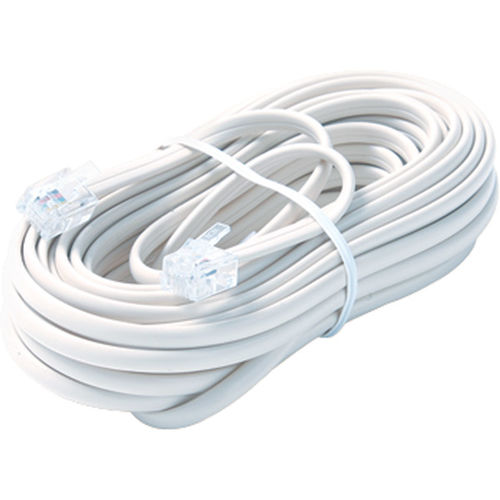 50' White 6-Conductor Telephone Line Cord