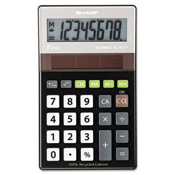 EL-R277BBK Recycled Series Handheld Calculator, 8-Digit, LCD, Black