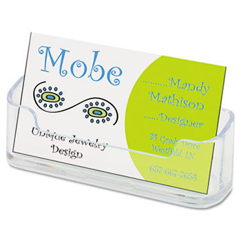 Horizontal Business Card Holder, 3 3/4w x 1 7/8h x 1 1/2d, Clear