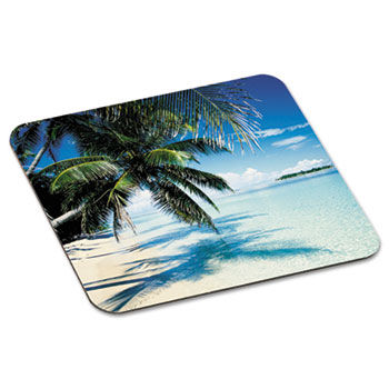 Scenic Foam Mouse Pad, Nonskid Back, 9"" x 8"", Tropical Beach Design