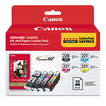2945B011 Inks & Paper Pack, PGI-220, CLI-221, Black; Tri-Color