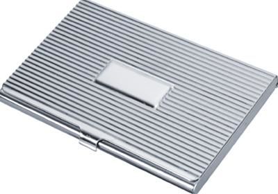 ""Visol """"Zafir"""" Ribbed Stainless Steel Business Card Case""