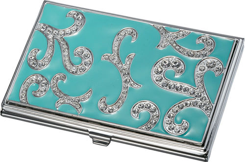 ""Visol """"Rana"""" Turquoise and Austrian Crystals Business Card Case""