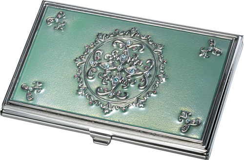 ""Visol """"Ivy"""" Light Green and Stainless Steel Business Card Case""