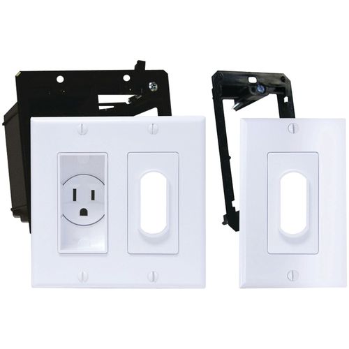 MIDLITE 2A4641-1G-W Dcor Recessed Receptacle Kit & Wireport(TM) with Grommet