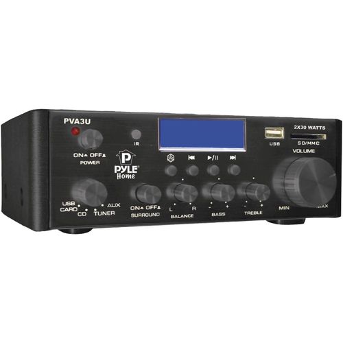 PYLE HOME PVA3U 60-Watt Hi-Fi Mini Amp with USB/SD(TM) Card Player