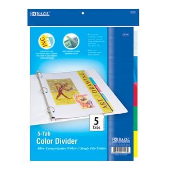 BAZIC 3-Ring Binder Pockets Dividers w/ 5-Insertab Case Pack 144