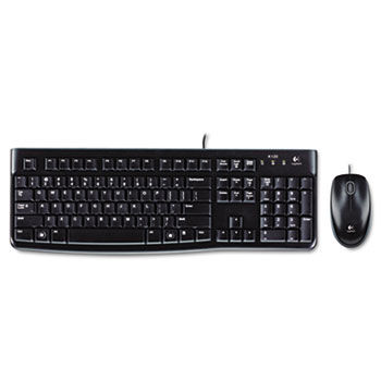 MK120 Wired Desktop Set, Keyboard/Mouse, USB, Black