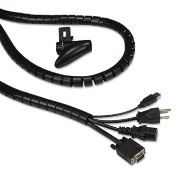 Cable Organizer Coiled Tube, 77-1/2"", Black