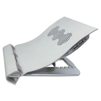 Deluxe Aluminum Notebook Riser with Cooling Fan, Silver, 12 1/4 x 11 1/2 x 2 3/4