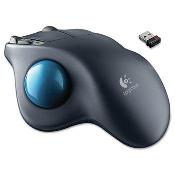 M570 Wireless Trackball, Four Buttons, Scroll, Black/Blue