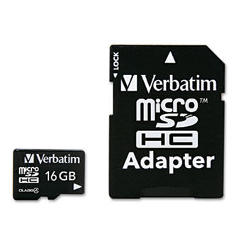 microSDHC Card w/Adapter, Class 4, 16GB