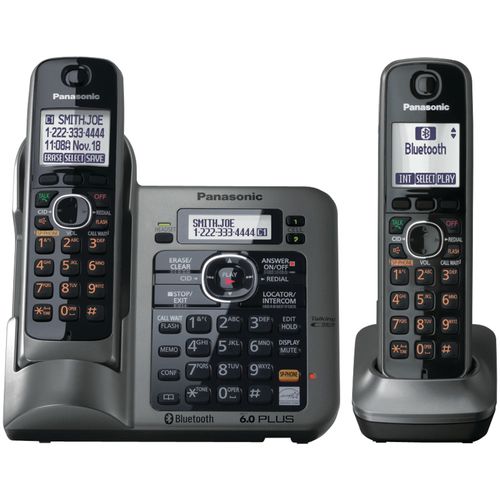 PANASONIC KX-TG7642M DECT 6.0 Link-to-Cell Bluetooth(R) Phone System with Reversible Handsets & Digital Answering System (2-handset system)