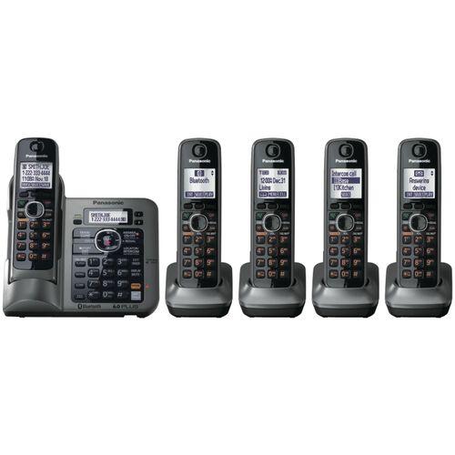 PANASONIC KX-TG7645M DECT 6.0 Link-to-Cell Bluetooth(R) Phone System with Reversible Handsets & Digital Answering System (5-handset system)