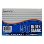 Index Cards White Ruled - 50 Count - 4"" x 6"" Case Pack 48