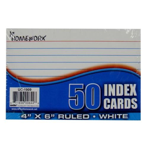 Index Cards White Ruled - 50 Count - 4"" x 6"" Case Pack 48