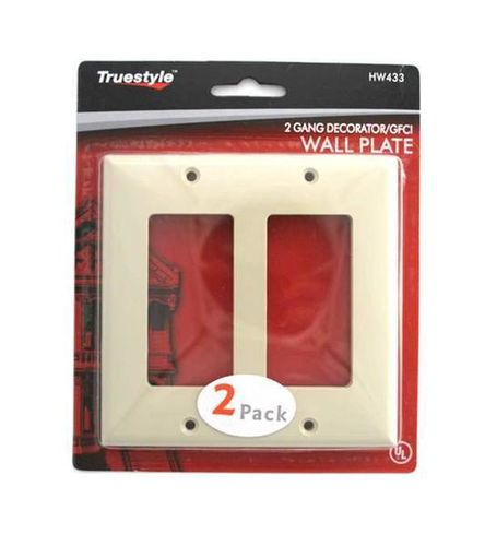 2Pc Ivory Deco 2Gang Wall Plate 4.5X4.5 Case Pack 48