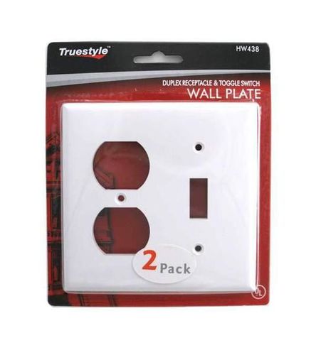 2Pc Wht Toggle Recept Wall Plate 4.5X4.5 Case Pack 48