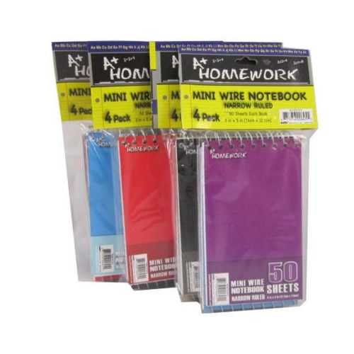 Memo Wire Notebook - 3""x5""-50 Sheet - 4 Pack Case Pack 48