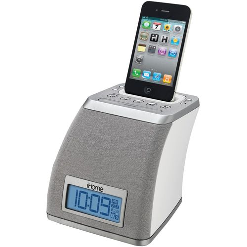 IHOME iP21WVC iPhone(R)/iPod(R) Space Saver Alarm Clock (White)
