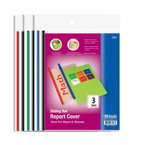 BAZIC Clear Front Report Covers w/ Sliding Bar Case Pack 144