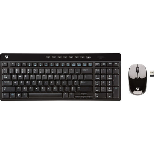 Combo Wireless 2.4GHz Multimedia Desktop Keyboard and Optical Mouse With Storable Nano Receiver