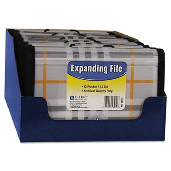 Expanding File, Plaid, Coupon, 13 pockets, 1.5"" Exp., 1/EA