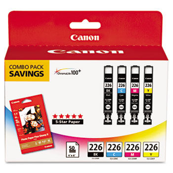 4546B007AA Ink & Paper Combination, (CLI-226), Black, Cyan, Magenta, Yellow