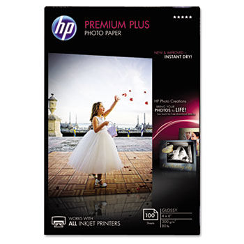 Premium Plus Photo Paper, 80 lbs., Glossy, 4 x 6, 100 Sheets/Pack
