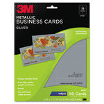 Inkjet Metallic Business Cards, 2 x 3 1/2, Silver, 50/PK