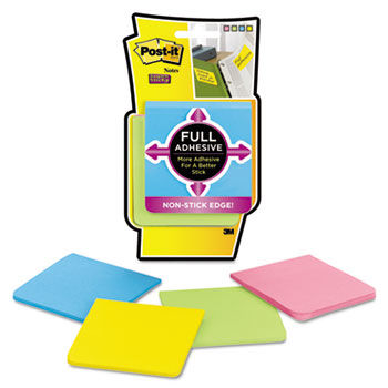Full Adhesive Notes, 3 x 3, Assorted Bright Colors, 4/Pack