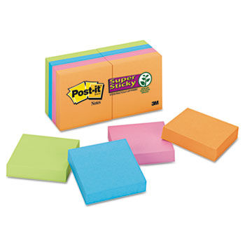Note Pads in Electric Glow Colors, 2 x 2, 8 90 Sheet Pads/Pack