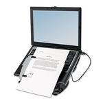 Adjustable Laptop Riser with Four-Port USB Hub, 12 1/8 x 13 3/8 x 3, Black/Gray