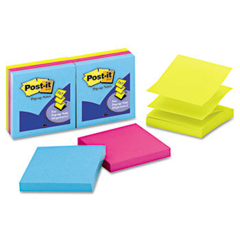 Pop-up Pebble Dispenser Refills in Bright Colors, 3 x 3, 6 100-Sheet Pads/Pack