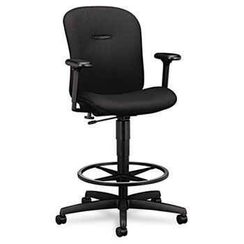 Mirus Series Swivel Task Stool, Black Fabric Upholstery