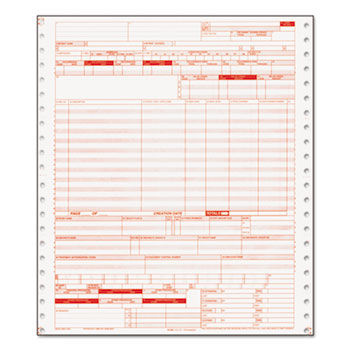 UB04 Claim Forms, 1 Part Continuous White, 9 1/2 x 11, 2500 Forms