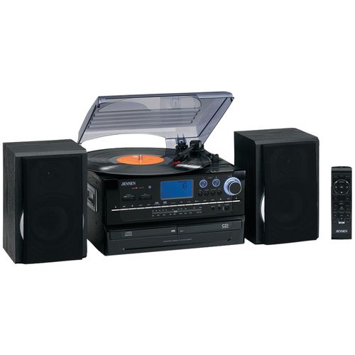 JENSEN JTA-980 3-Speed Turntable 2-CD System with Cassette & AM/FM Stereo Radio
