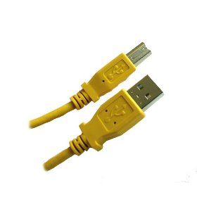 YELLOW - USB 2.0 Compliant A to B 6 feet - High Speed USB Cable to connect USB Devics to a hub or computer